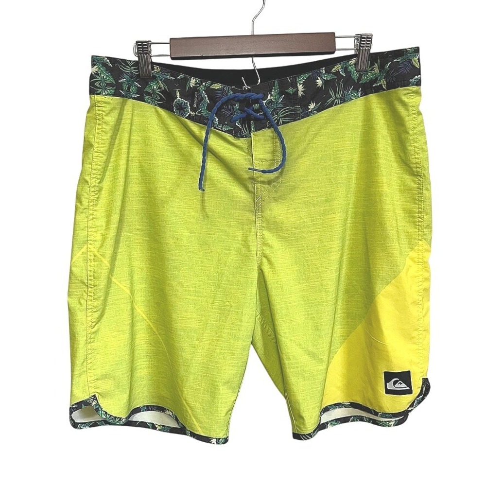 Quiksilver AG47 Board Shorts‎ Mens Drawstring Zipper Pocket Floral Trimmed